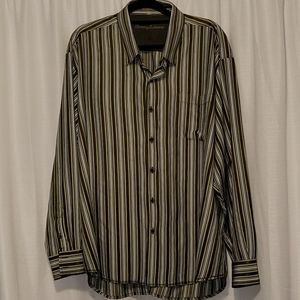 Tommy Bahama Green Striped Long Sleeve 100% Silk